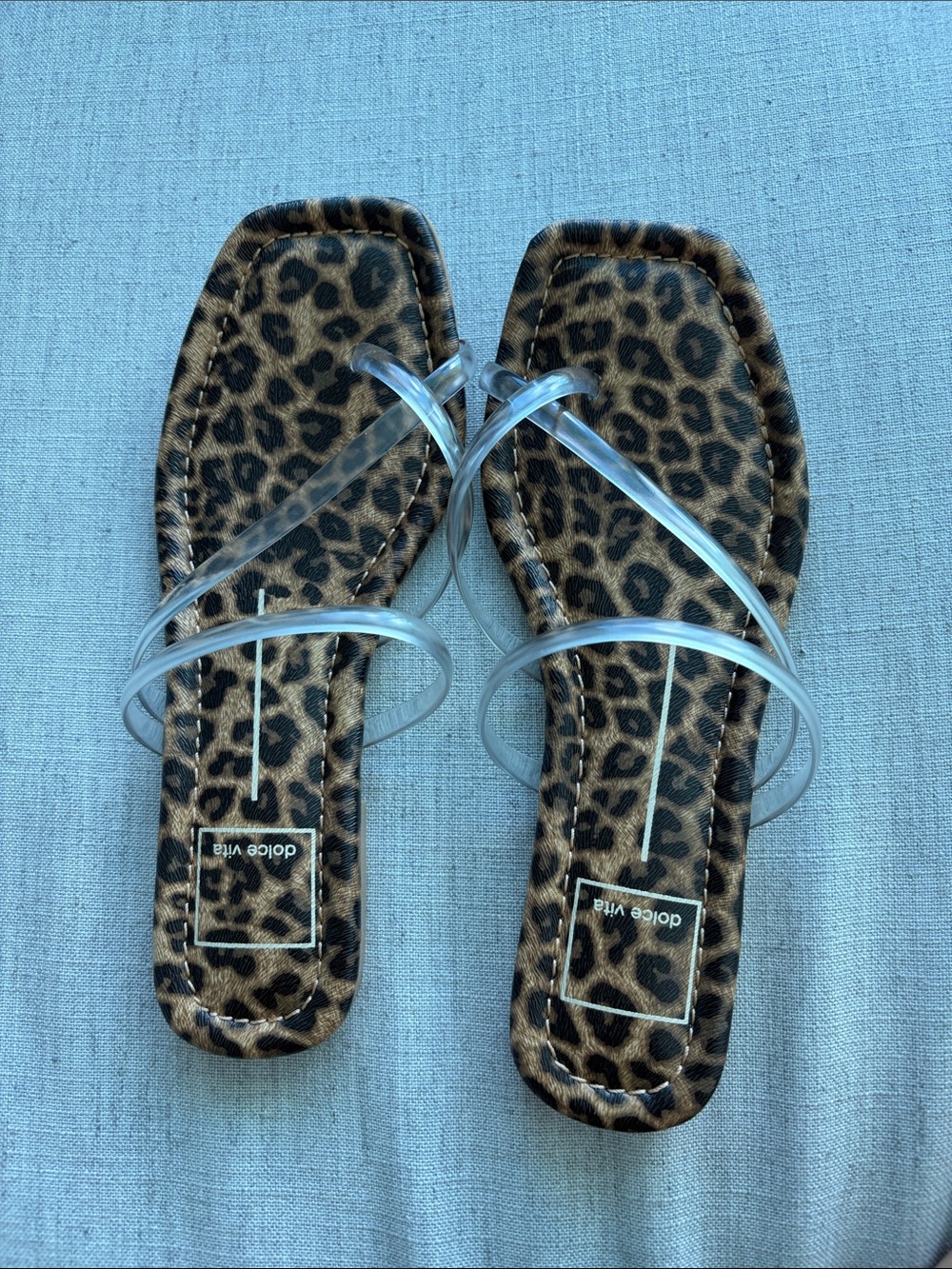 Brand new! Clear-Strap Leopard Print Slide Sandals - Women